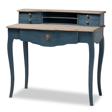 Baxton Studio Celestine Blue Spruce Finished Wood Accent Writing Desk 155-9386